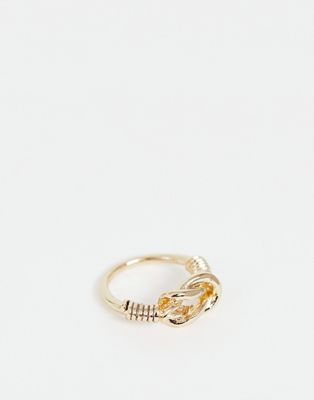 ASOS DESIGN - Ring met knoopdetail in goudkleur