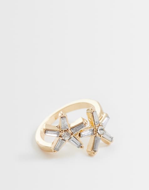 ASOS DESIGN - Ring met mini-kristallen zeesterretjes in goudkleur - view 1