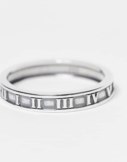 ASOS DESIGN - Ring met Romeinse cijfers van sterling zilver in zilver, 3 van 3