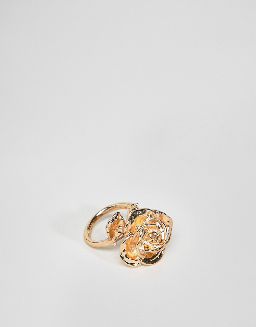 ASOS DESIGN - Ring met roos in goud