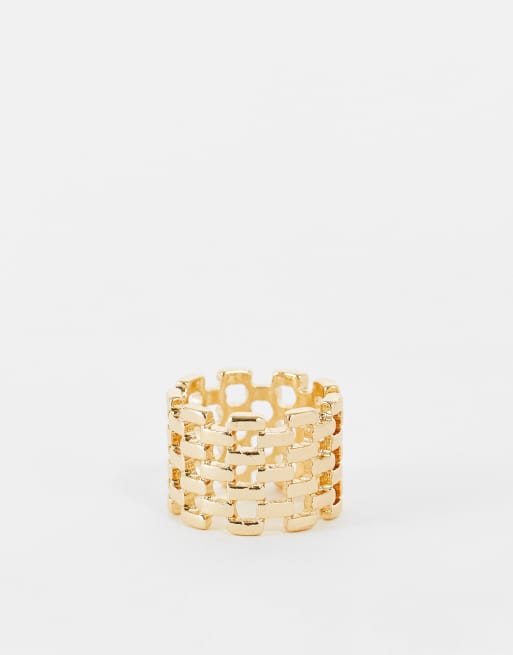 ASOS DESIGN - Ring met schakels in goudkleur