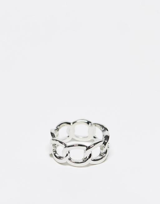 ASOS DESIGN Ring met schakels in zilverkleur ASOS