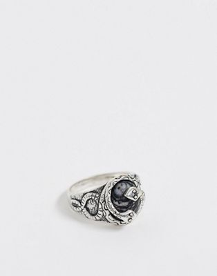 ASOS DESIGN - Ring met slang en halfedelstenen-Zilver