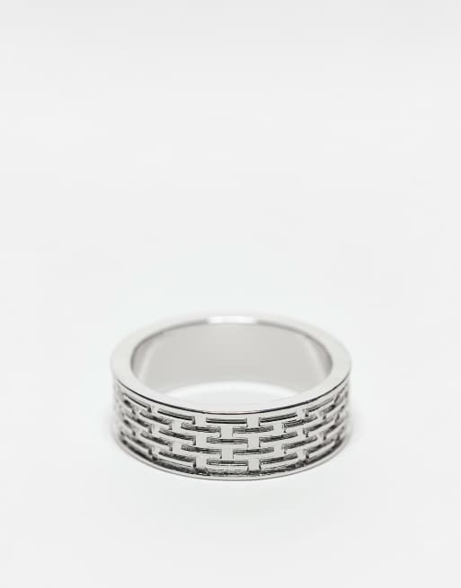 ASOS DESIGN - Ring met strak schakelontwerp in zilverkleur