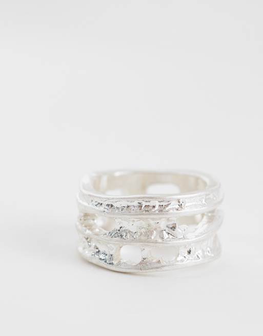 ASOS DESIGN - Ring met textuur in zilver, 3 van 3