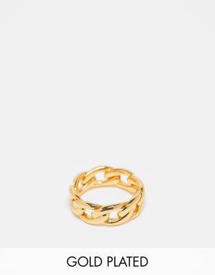 ASOS DESIGN - Ring mit 14-Karat-Vergoldung und Kettenglieder-Design-Goldfarben