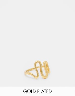 ASOS DESIGN - Ring mit 14-Karat-Vergoldung und verschnörkeltem Design-Goldfarben