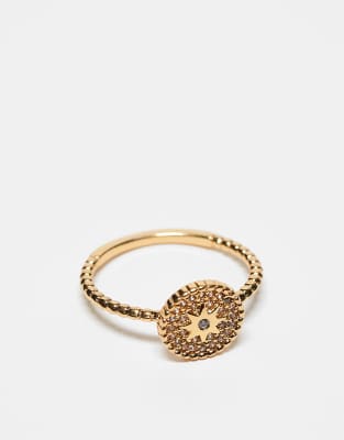 ASOS DESIGN - Ring mit 14-Karat-Vergoldung und Zirkonia-Kristalldesign-Goldfarben