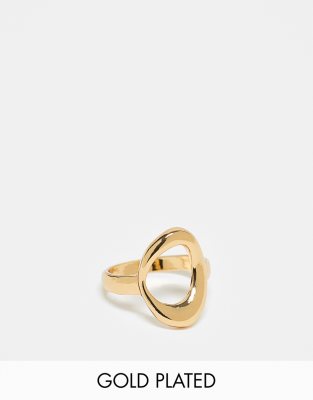 ASOS DESIGN - Ring mit geschmolzenem Kreis-Design und 14-Karat-Vergoldung-Goldfarben