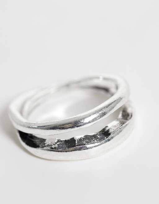 ASOS DESIGN Ring mit zwei Reihen und verschlungenem Design in antikem Silber, 2 von 3