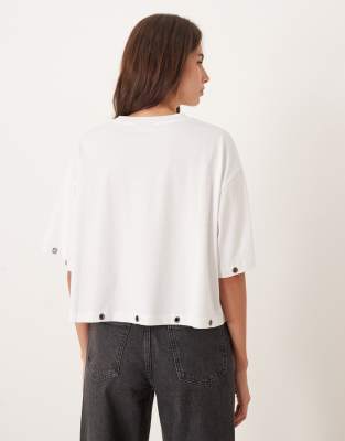 Asos Design Ring Stud T-shirt In White