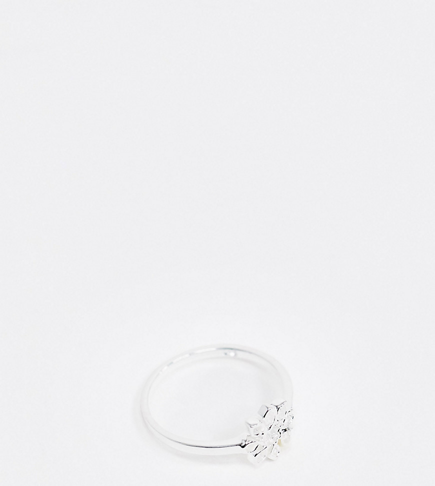ASOS DESIGN - Ring van echt zilver met bloemetje