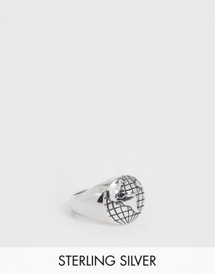 ASOS DESIGN - Ring van echt zilver met globe-detail