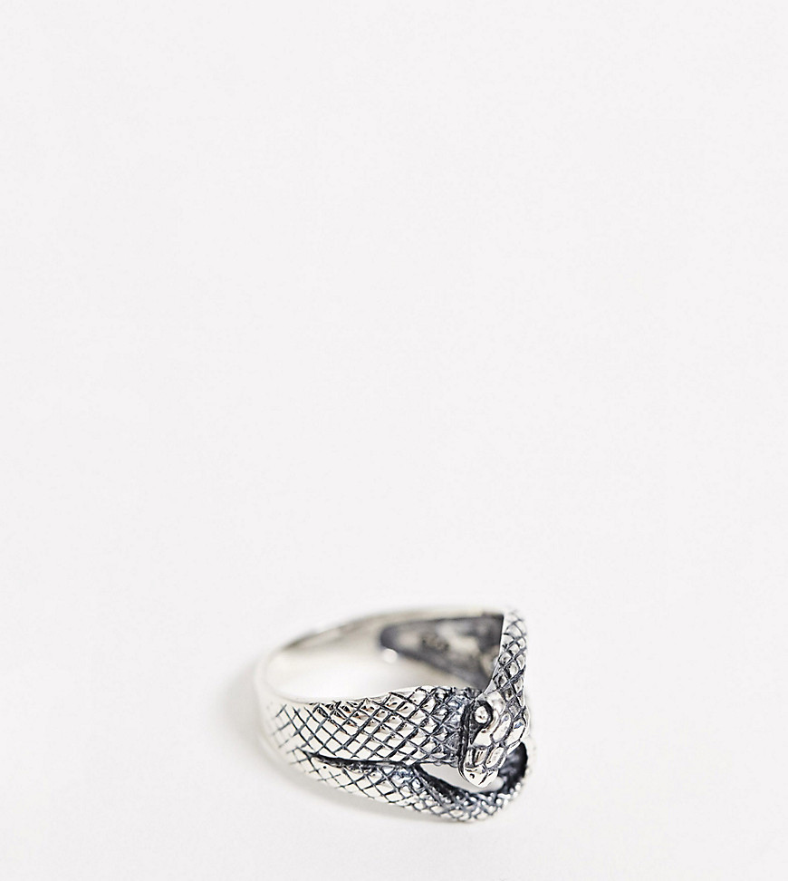 ASOS DESIGN - Ring van echt zilver met slangmotief