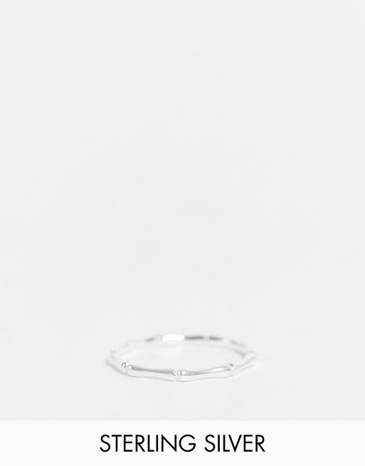 ASOS DESIGN - Ring van sterling zilver met fijn bamboe-ontwerp