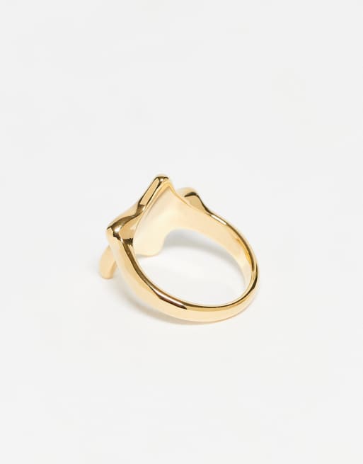 ASOS DESIGN - Ring van waterbestendig roestvrij staal met ster in goudkleur, 2 van 3