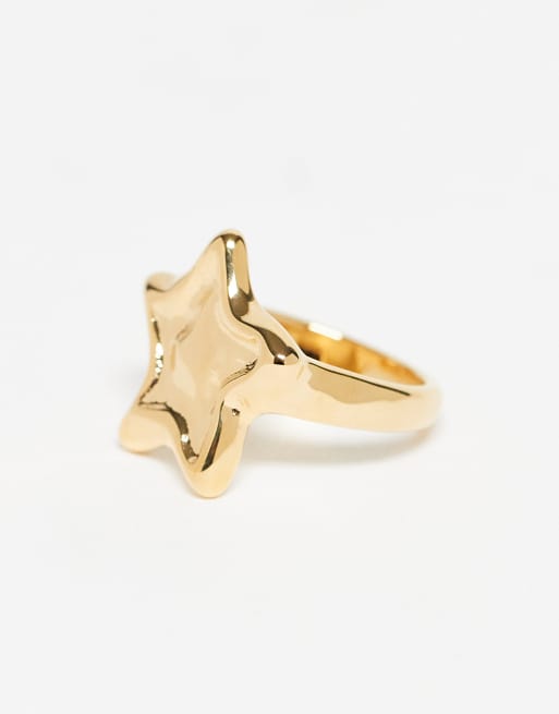 ASOS DESIGN - Ring van waterbestendig roestvrij staal met ster in goudkleur, 3 van 3