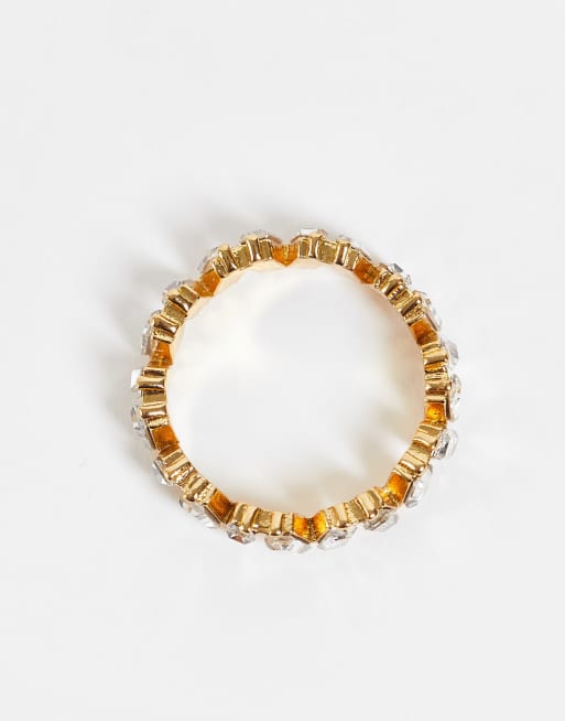 ASOS DESIGN - Ring verguld met 14k goud en rechthoekige kristallen, 2 van 4