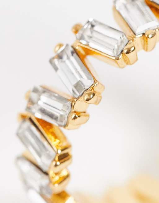 ASOS DESIGN - Ring verguld met 14k goud en rechthoekige kristallen, 3 van 4