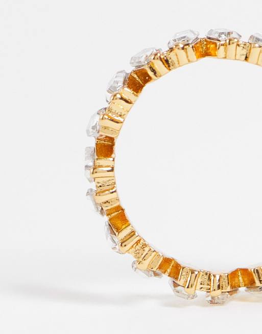 ASOS DESIGN - Ring verguld met 14k goud en rechthoekige kristallen, 4 van 4