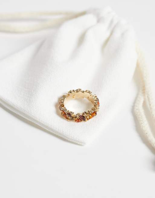 ASOS DESIGN ring with amber resin in gold tone with gift bag - MULTI, 2 of 3
