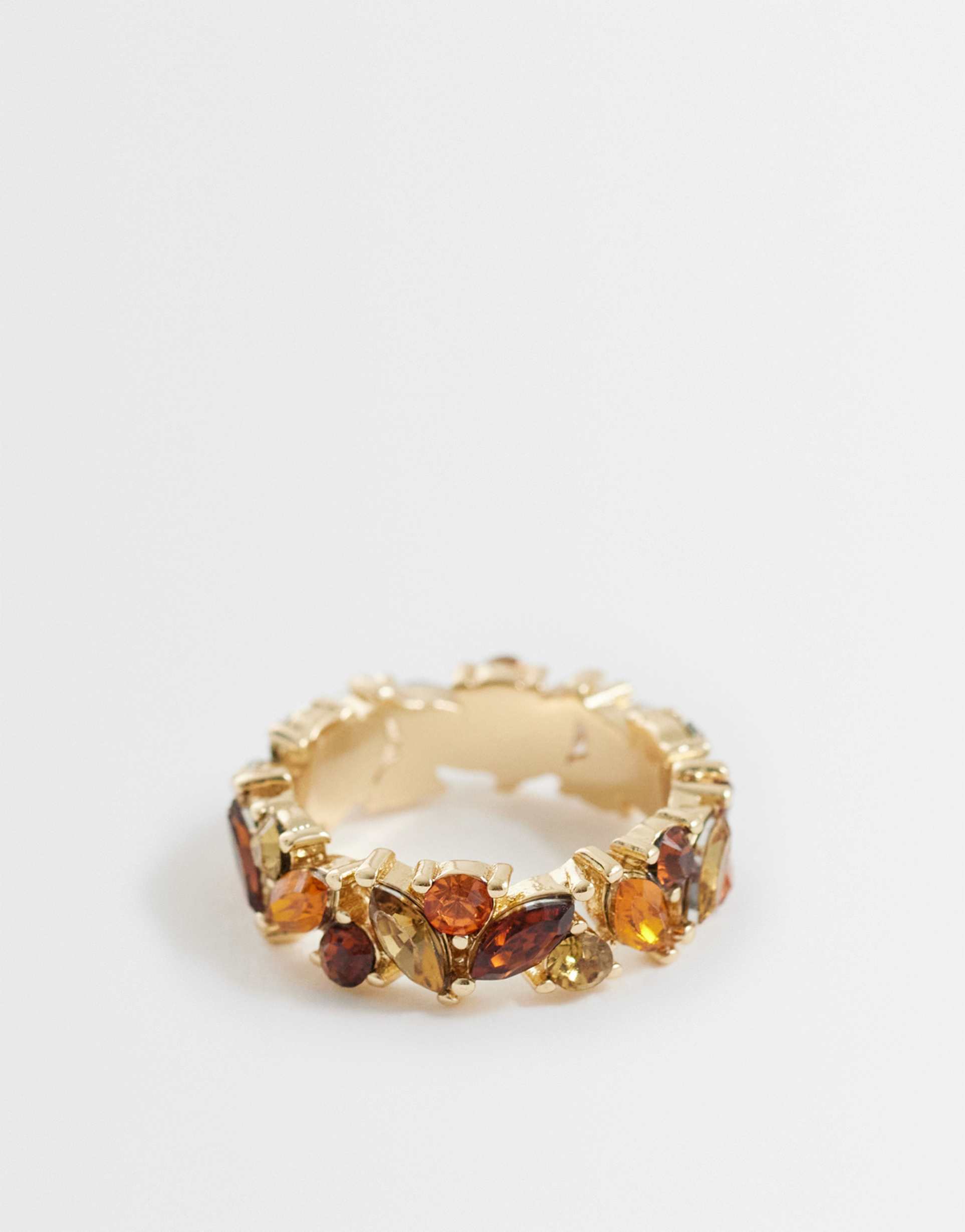 asos design ring with amber resin in gold tone with gift bag