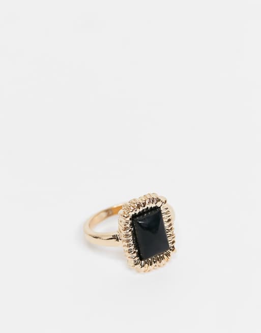 Gold ring design on sale with black stone