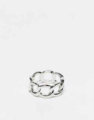 ASOS DESIGN ring with chain design in silver tone | ASOS