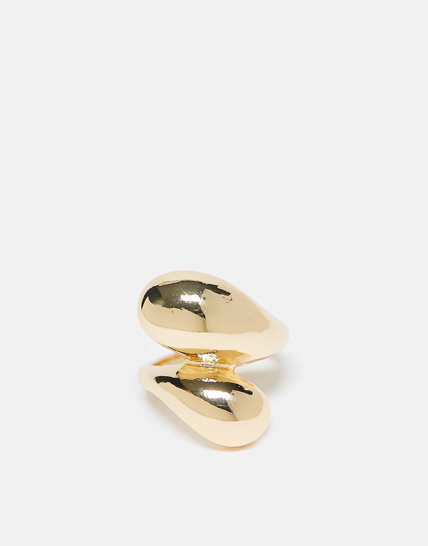 ASOS DESIGN ring with chunky wraparound molten design in gold tone