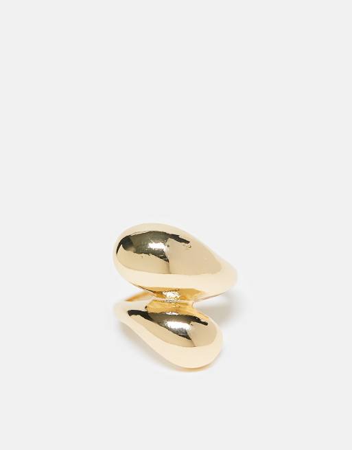 FhyzicsShops DESIGN ring with chunky wraparound molten design in gold tone