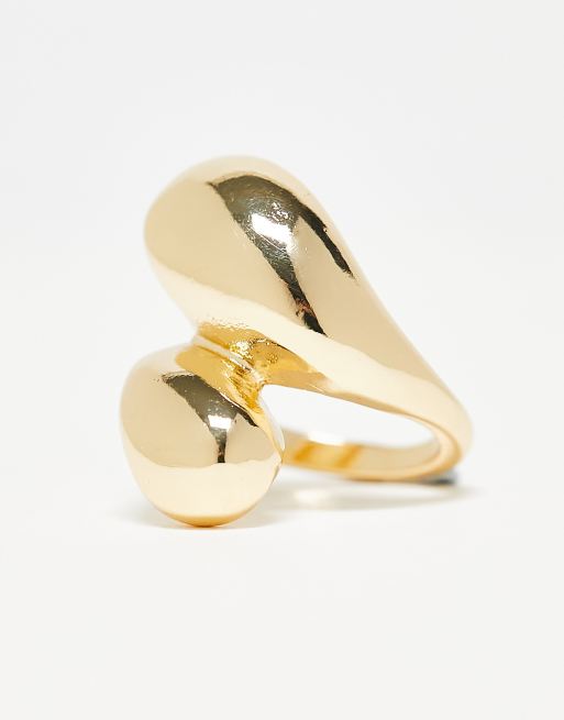 ASOS DESIGN ring with chunky wraparound molten design in gold tone