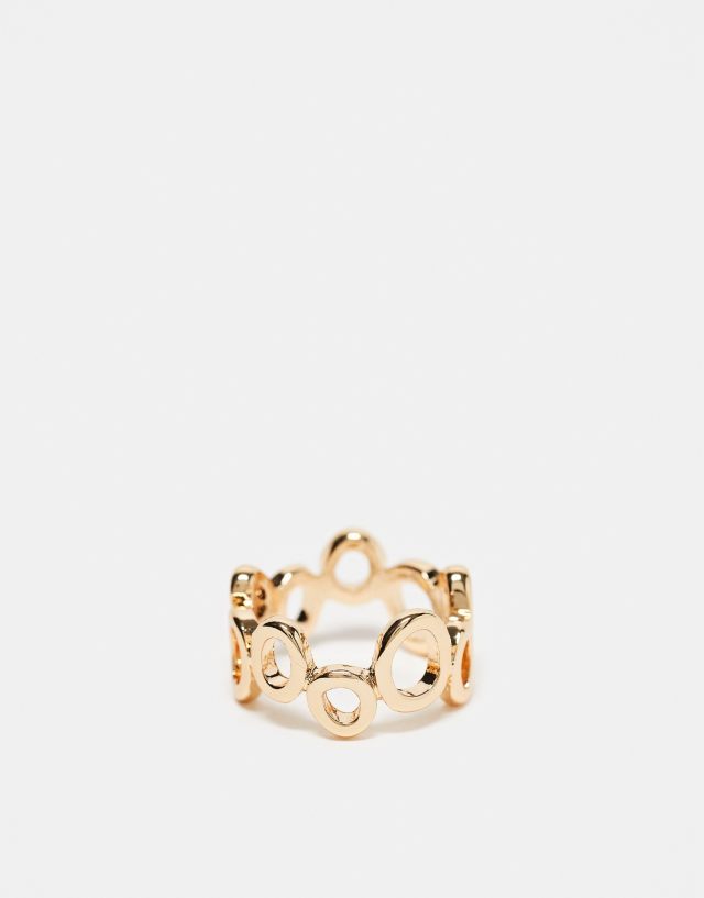 ASOS DESIGN - ring with circle design in gold tone