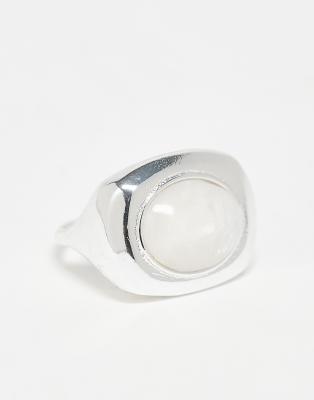 Asos Design Ring With Clean Sculptural Design In Silver