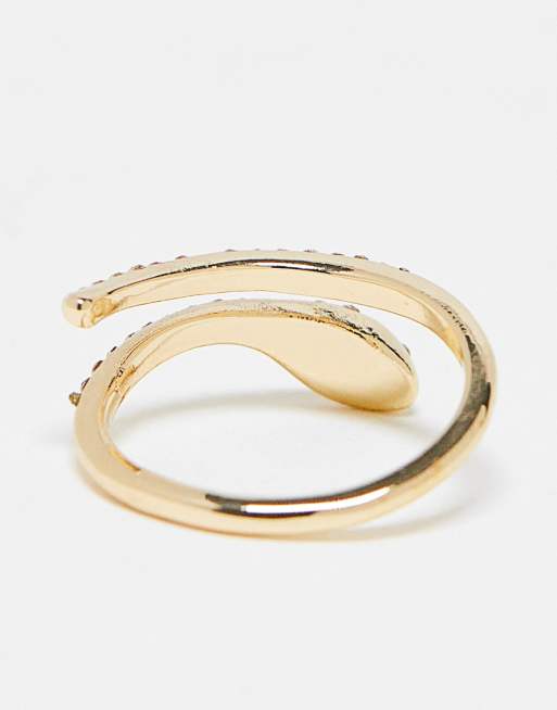 ASOS DESIGN ring with crystal snake design in gold tone, 3 of 4