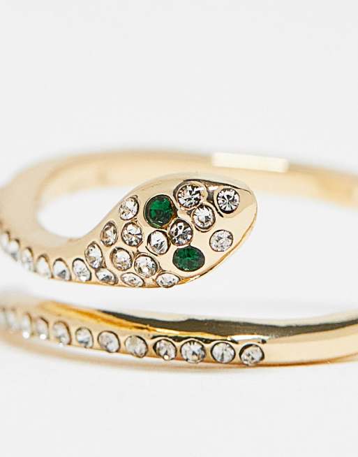 ASOS DESIGN ring with crystal snake design in gold tone, 4 of 4