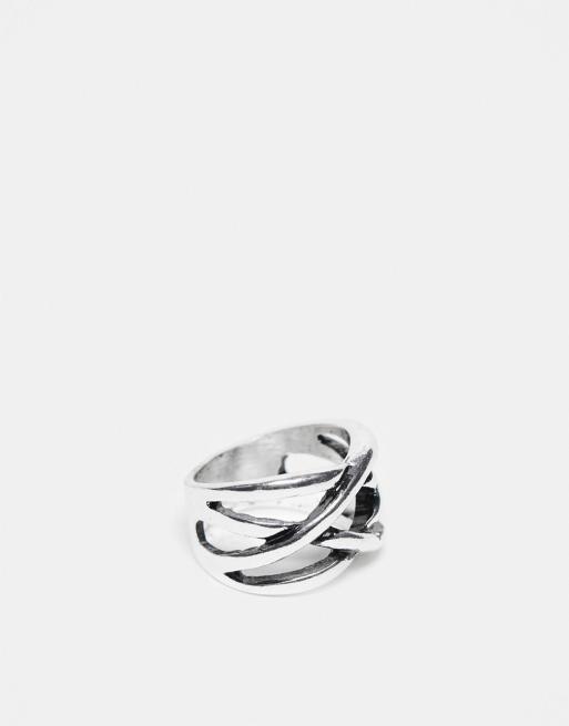 ASOS DESIGN ring with cut out detail in silver tone | ASOS