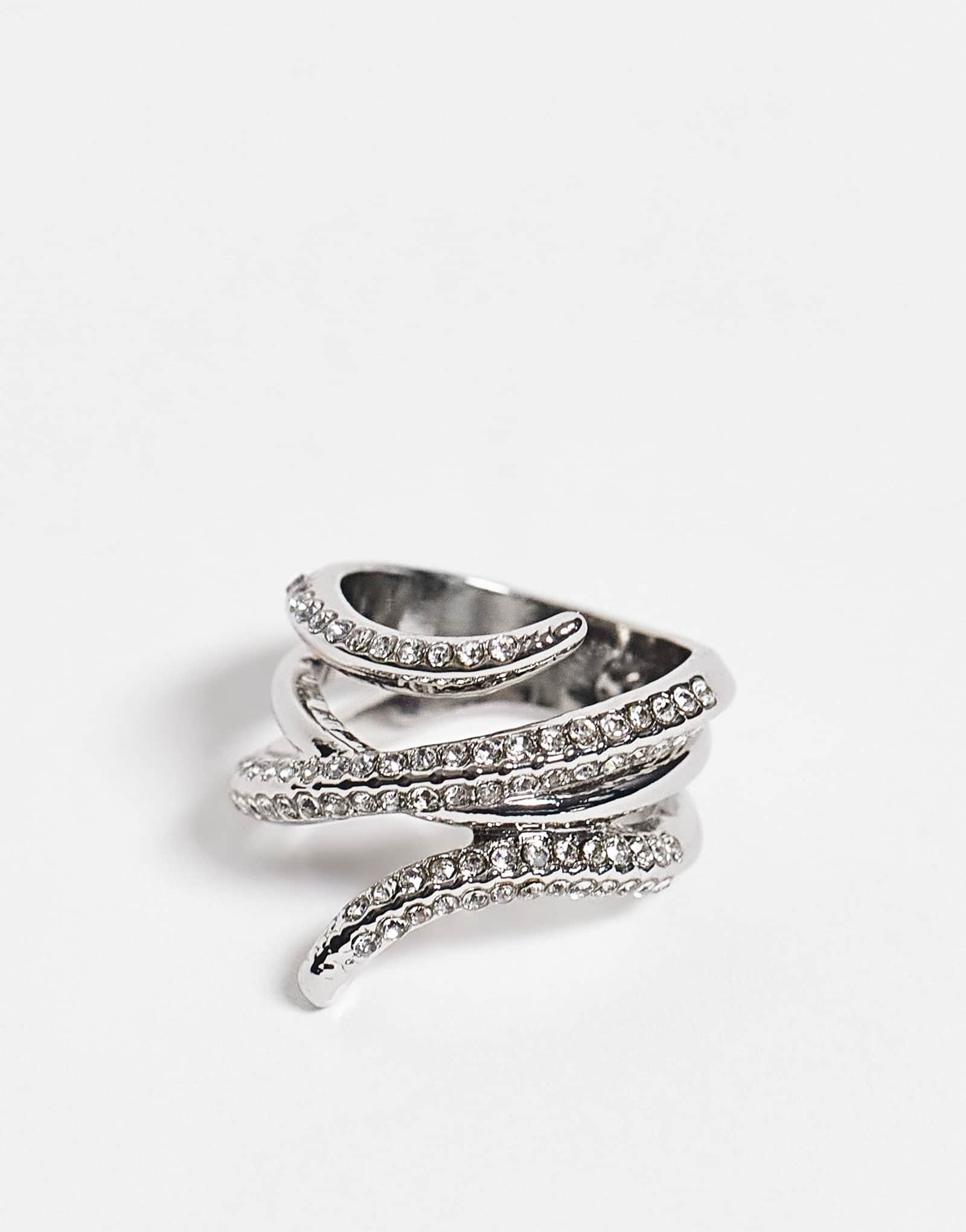 ДИЗАЙНЕРСКОЕ кольцо ASOS с бриллиантовым обрамлением серебристого оттенка