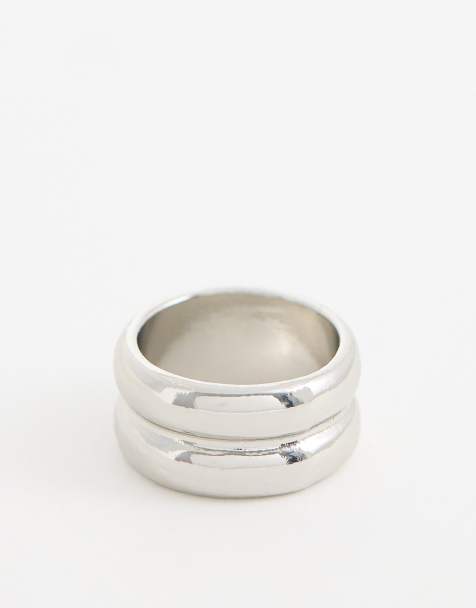 ASOS DESIGN ring with double-band design in silver tone - view 1
