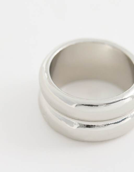 ASOS DESIGN ring with double band design in silver tone, 3 of 3