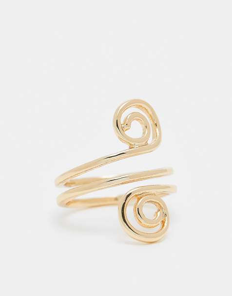 ASOS DESIGN ring with double swirl detail in gold tone - view 1