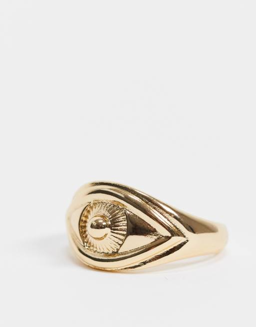 ASOS DESIGN ring with eye symbol in gold tone