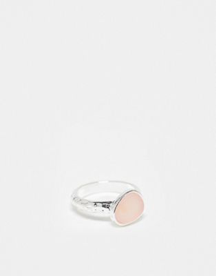 ASOS DESIGN ring with faux rose quartz in silver tone