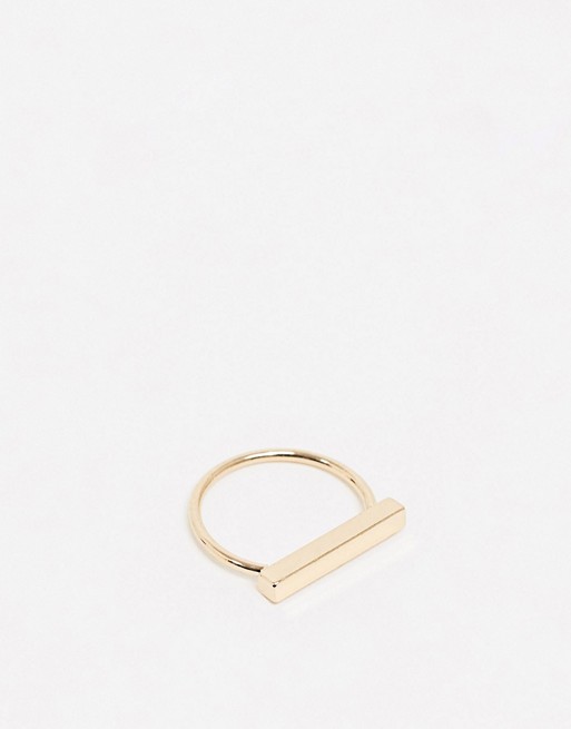 ASOS DESIGN ring with flat bar design in gold tone