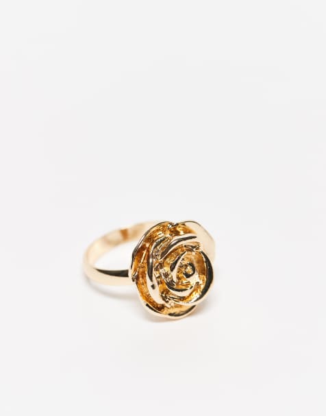 ASOS DESIGN ring with flower in gold tone - view 1