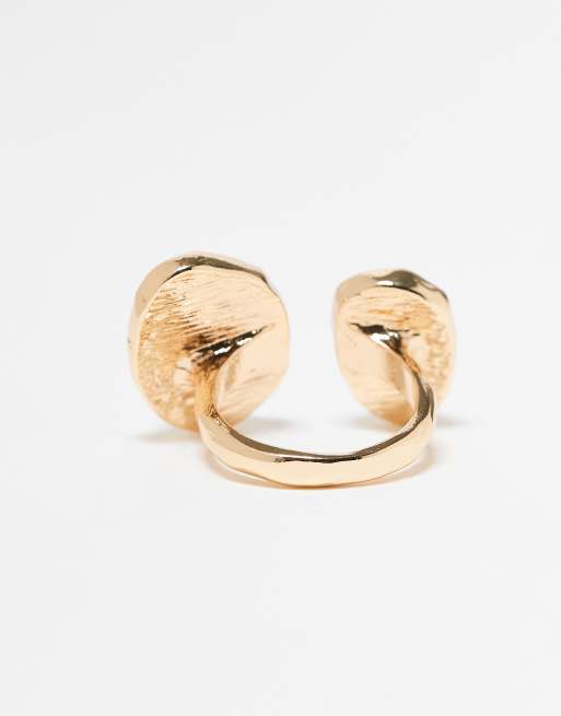 ASOS DESIGN ring with green faux semi precious stone in gold tone, 2 of 3