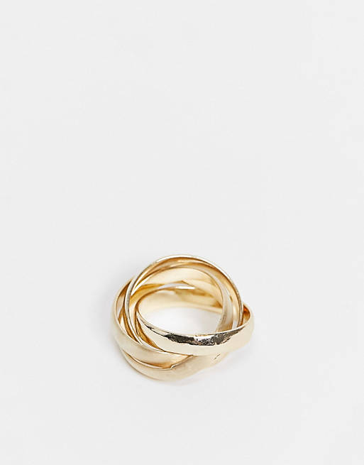 ASOS DESIGN ring with interlocking design in gold tone
