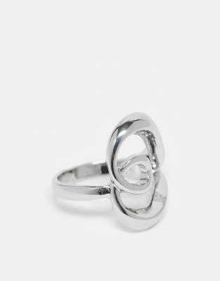Asos Design Ring With Large Heart In Silver