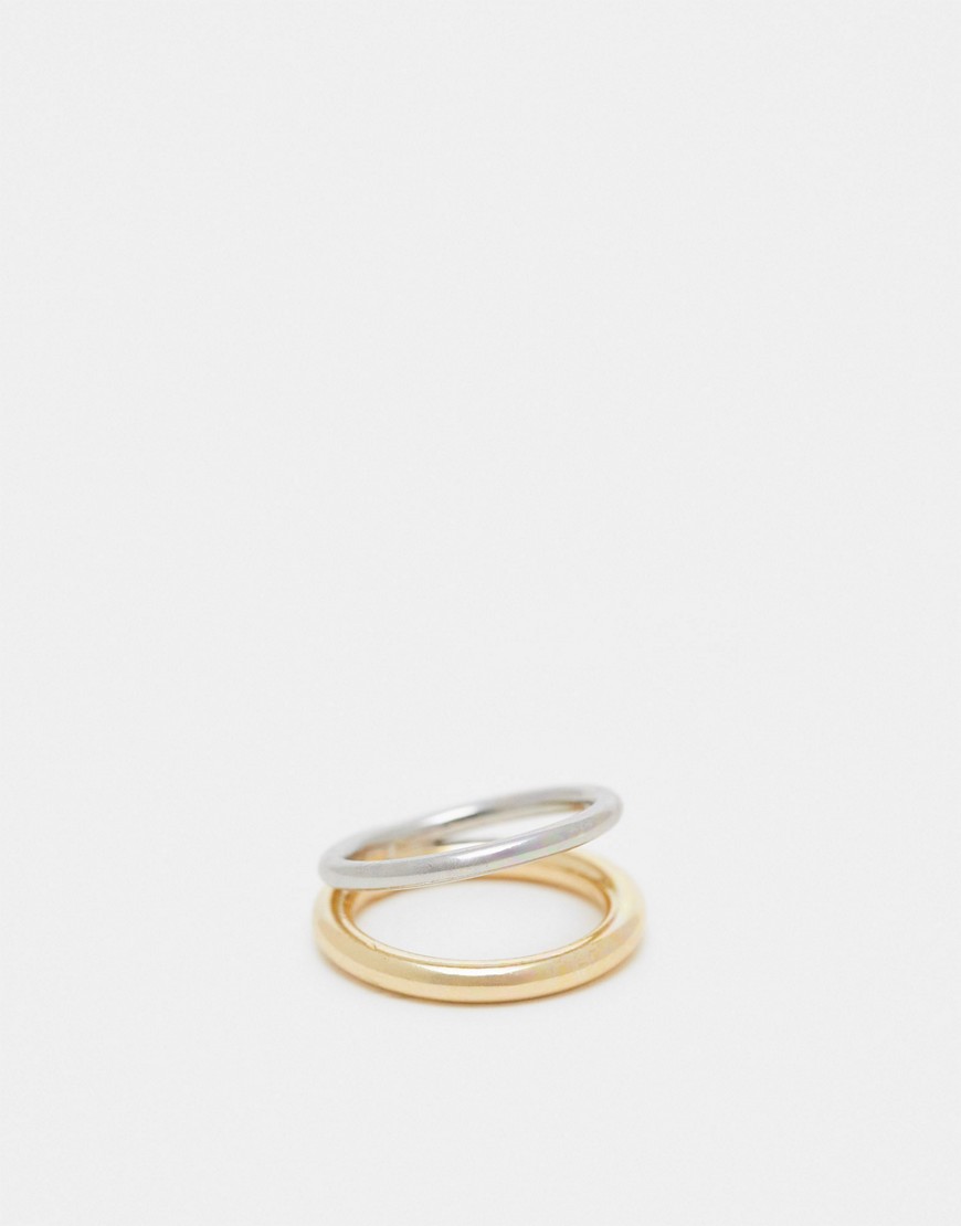 ASOS DESIGN ring with mixed metal double band design-Gold