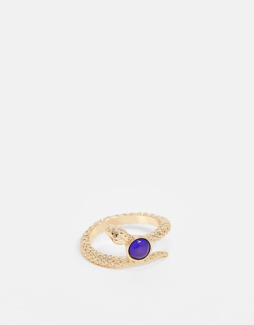 ASOS DESIGN ring with mood stone in snake design in gold tone