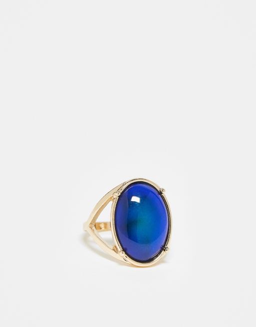  ASOS DESIGN ring with moodstone in gold tone